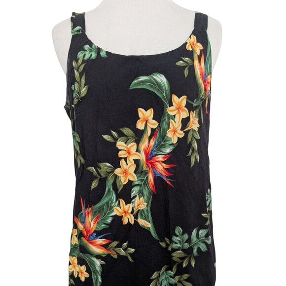 Vintage Hawaiian Floral Dress Womens Size Small Black Bird of Paradise Tropical - Picture 2 of 9